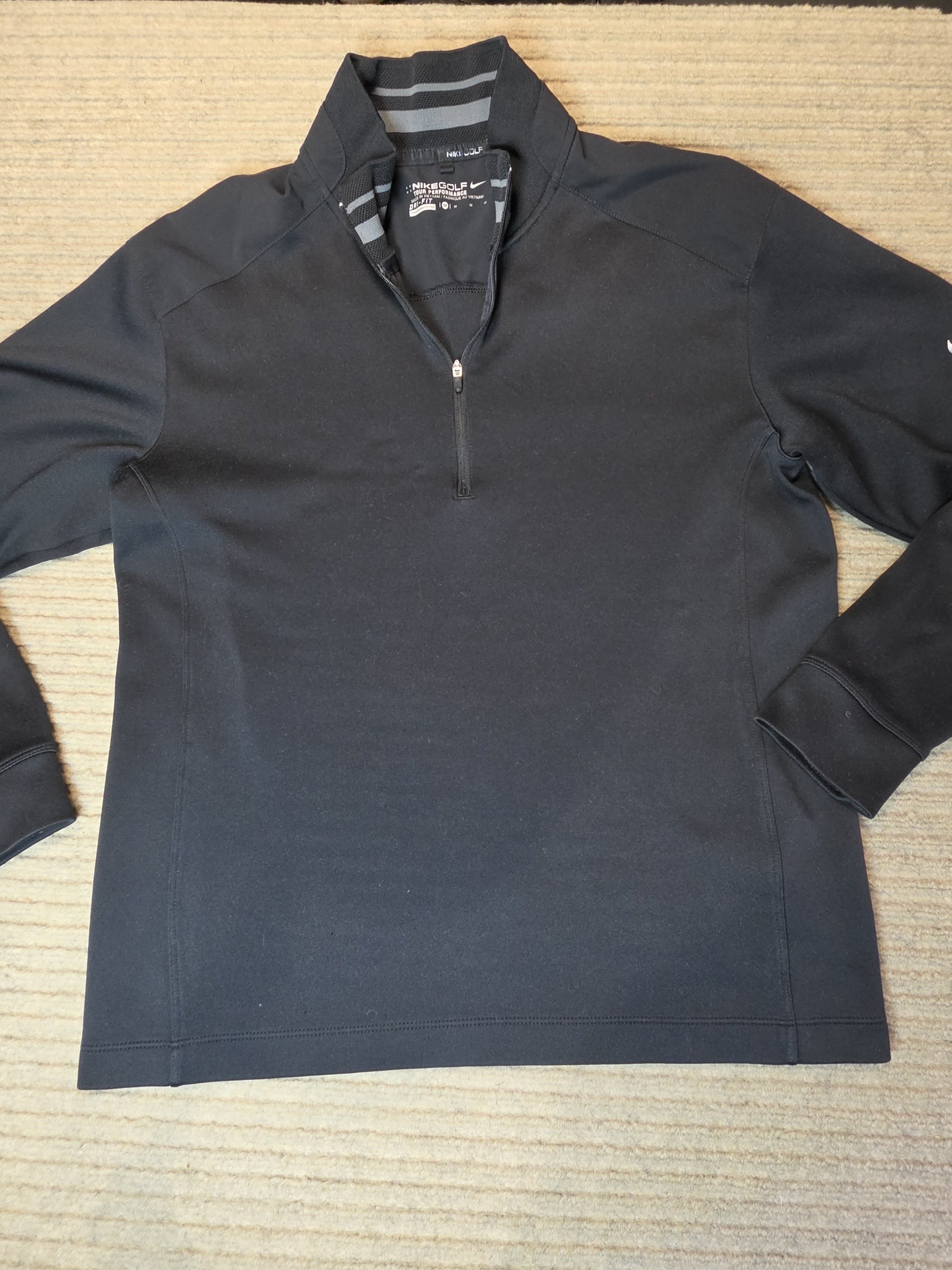 Nike Dri-Fit Golf Pullover Womens Medium Black Half Zip Top Swoosh